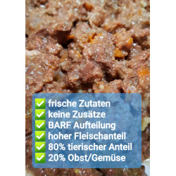 200g Deluxe Rind Menü BARF Aufteilung